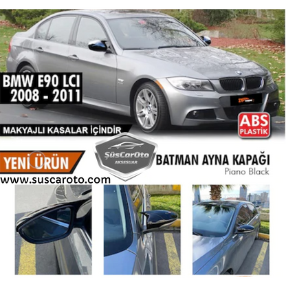 BMW E90 LCI Facelift 2008-2011 Serie 3 Tapas de Espejo Murciélago Bat Wing Negro Piano Plástico ABS