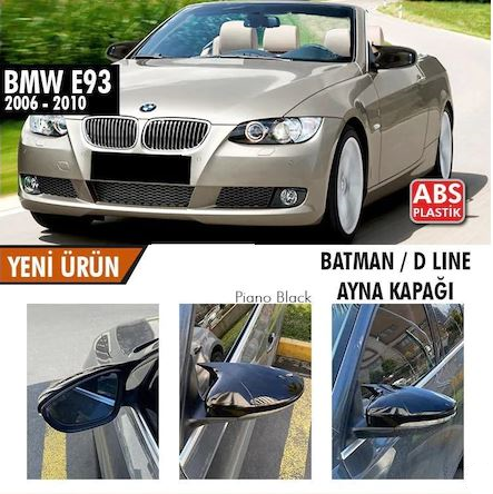 Carcasa de espejo murciélago Batman para BMW E93 sin lavado de cara 2006-2010 Plástico ABS Piano Black