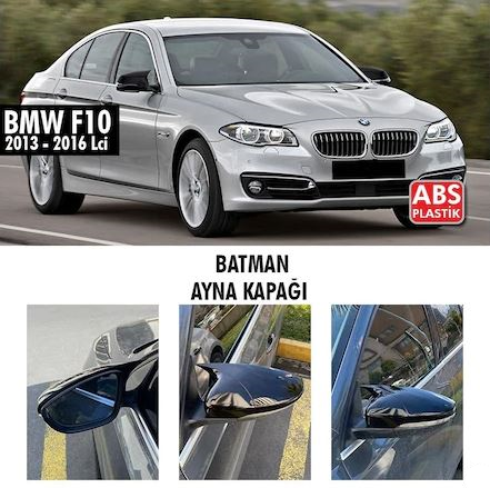 BMW F10 LCI 2013-2016 Carcasa de espejo retrovisor de murciélago estilo Batman, acabado Piano Black, plástico ABS