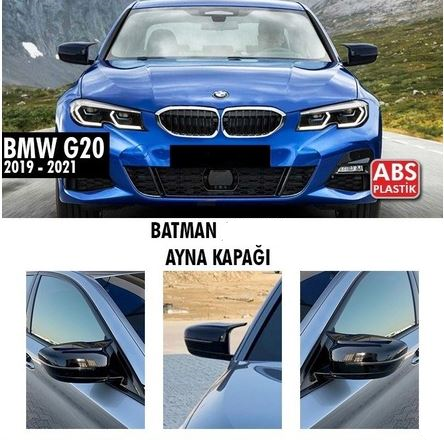 Cubierta de espejo Batman Murciélago BMW G20 Serie 3 Piano Negro Plástico ABS