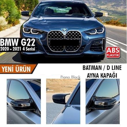 BMW G22-G23-G26 Serie 4 Batman Tapa de espejo tipo murciélago Piano Black Plástico ABS