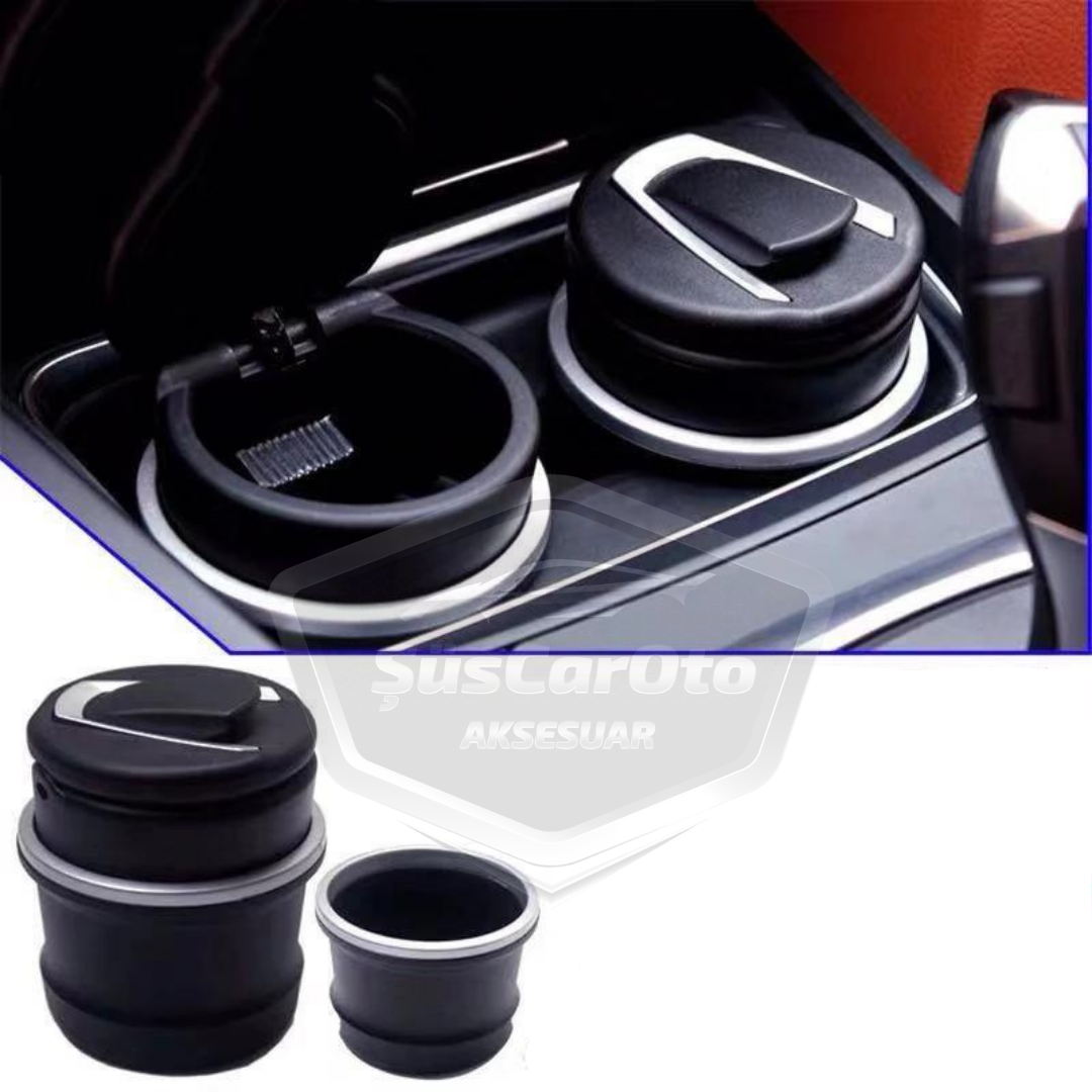 Cenicero de coche deportivo tipo BMW con portavasos, cenicero de coche, cenicero de coche, negro