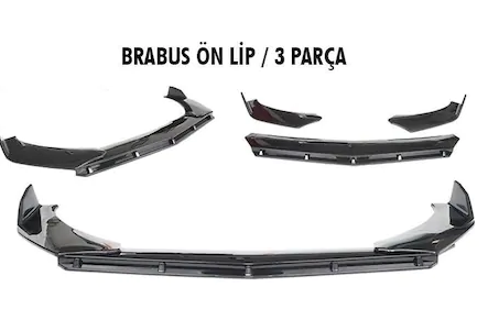 Labio BRABUS flexible universal de 3 piezas en plástico ABS negro piano con aleta