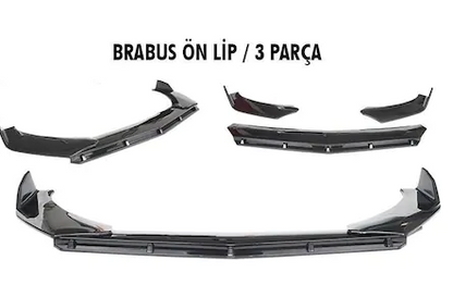 Renault Clio 5 Labio Flexible BRABUS 3 Piezas Negro Piano Plástico ABS con Aleta