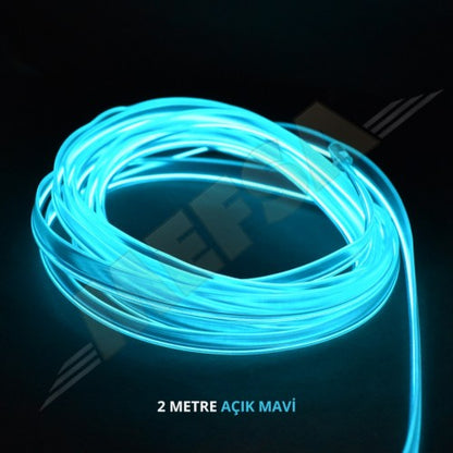 Led para salpicadero de coche, tira de neón de 2 metros, azul hielo