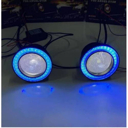 Faro antiniebla universal con lente metálico, impermeable, 89 mm, ojo de ángel azul hielo