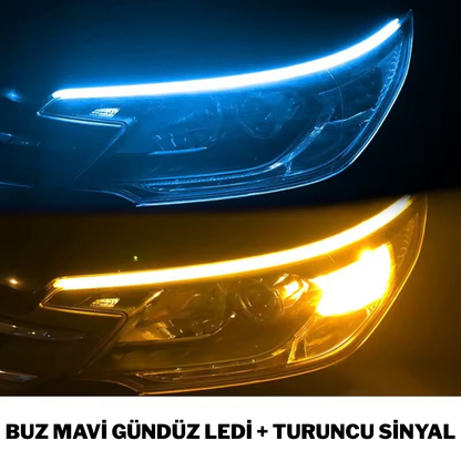 Kayar Sinyalli Far Üstü LED Gündüz Farı - Su Geçirmez Esnek Şerit LED Takımı 2 Adet / Sağ-Sol Takım