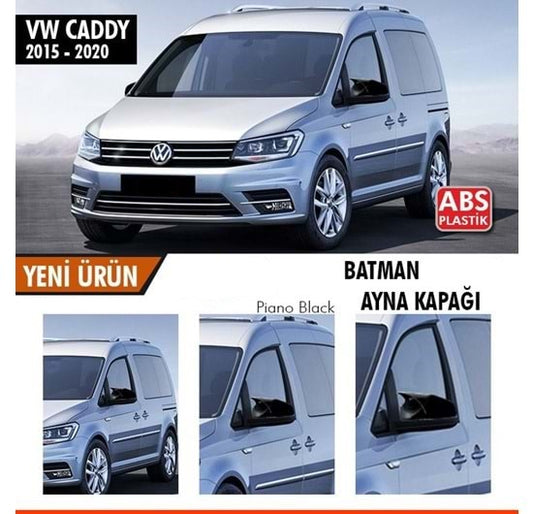 Vw Caddy Mk3 2015-2020 Tapa de espejo Batman Bat Piano Black Plástico ABS