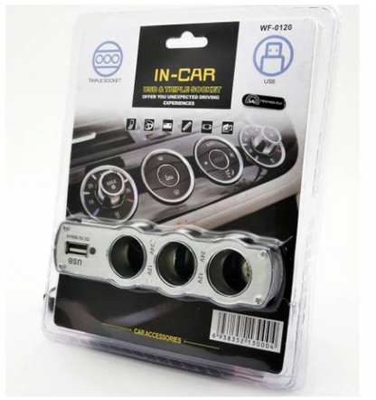 Adaptador USB para encendedor de coche, divisor de enchufe, cargador múltiple