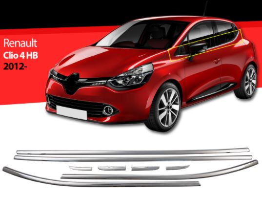 Renault Clio 4 HB molduras cromadas para ventanas, 8 piezas, 2012 y posteriores