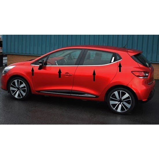 Renault Clio 4 HB molduras cromadas para ventanas, 8 piezas, 2012 y posteriores