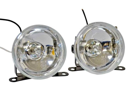 Carub Faros Antiniebla Redondos Blancos de 9 cm, 12 V, Integrados en el Parachoques