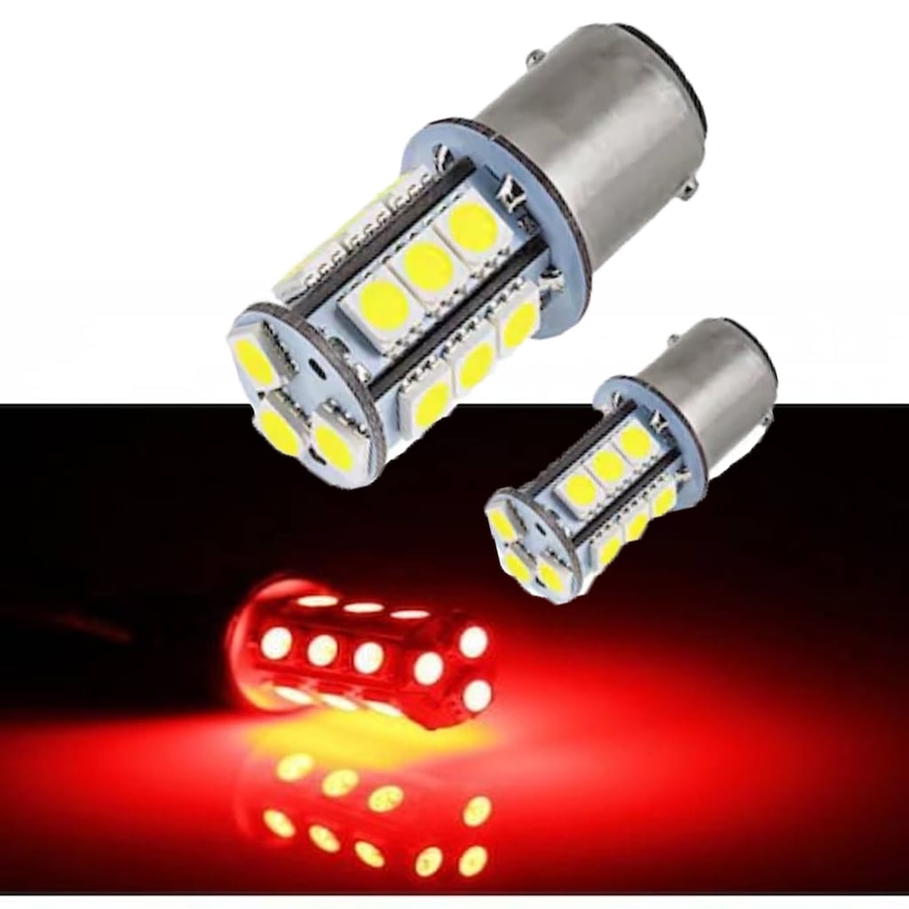 Carub Bombilla LED de Freno Trasero Doble-Simple Casquillo 18 LED ROJO