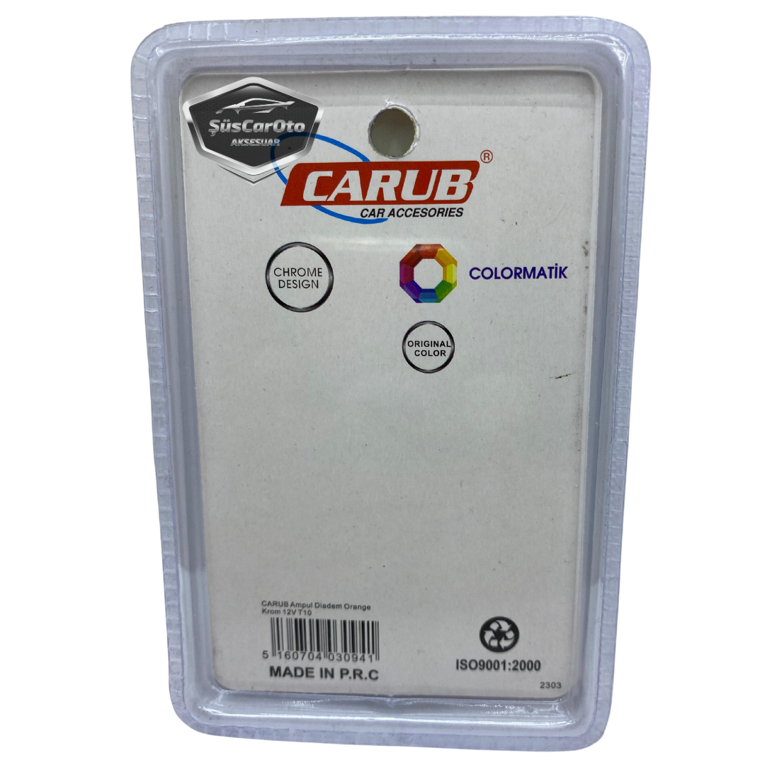 Carub Diadema Bombilla Cromada Ámbar Bombilla de estacionamiento T10 WY5W 12V Luz Naranja Colormatic Set de 2