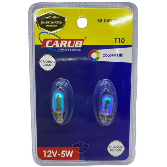 Carub Diadema Bombilla Cromada Ámbar Bombilla de estacionamiento T10 WY5W 12V Luz Naranja Colormatic Set de 2