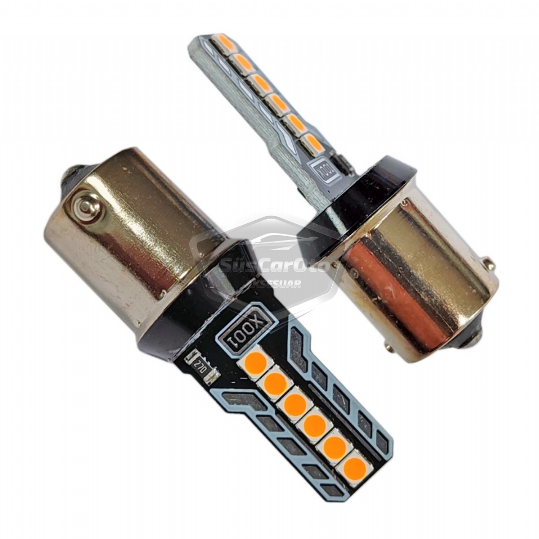 Carub Bombilla LED intermitente plana para luz de estacionamiento, señal de parada, casquillo único, 12 LED, luz de freno, 12V 93 Naranja