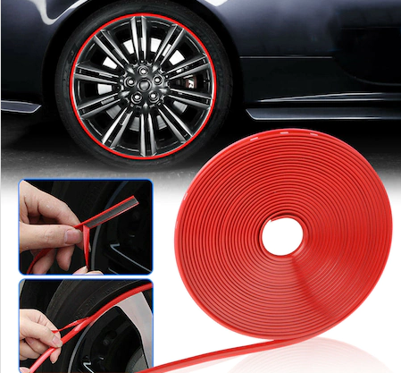 Embellecedor de llanta de coche Carub, banda embellecedora de llanta de neumático, 8 metros, ROJO