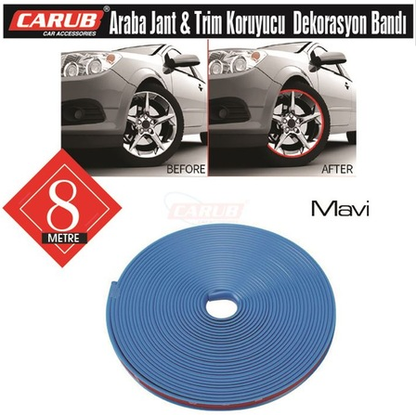 Carub Embellecedor de llanta para coche, tira embellecedora de llanta de neumático, cinta de llanta, 8 metros