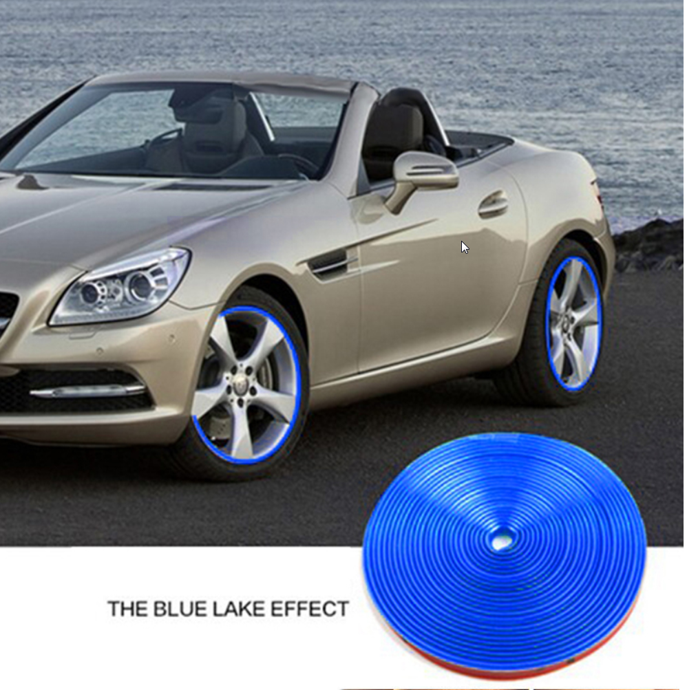 Carub Embellecedor de llantas de coche, cinta embellecedora de llantas de neumáticos, 8 metros, AZUL