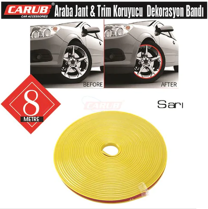 Carub Embellecedor de llanta para coche, tira embellecedora de llanta de neumático, cinta de llanta, 8 metros
