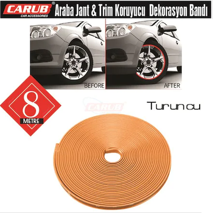 Carub Embellecedor de llanta para coche, tira embellecedora de llanta de neumático, cinta de llanta, 8 metros
