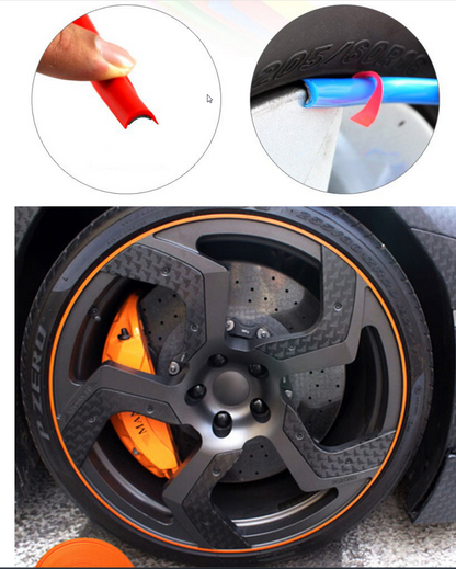 Carub Embellecedor de llanta de coche, cinta embellecedora de llanta de neumático, 8 metros, NARANJA