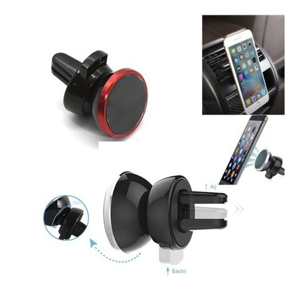 Soporte de teléfono para coche con clip magnético, color plateado