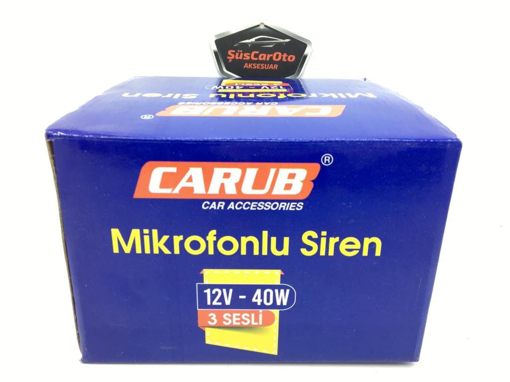 CARUB Sirena de policía 12V con megáfono de 3 sonidos y micrófono 300 dB