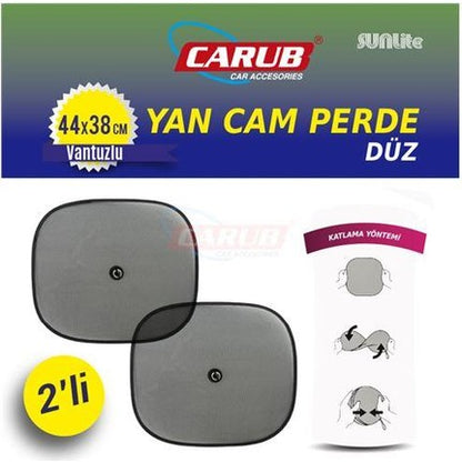 Carub Cortinilla Parasol para Ventana Lateral con Ventosa Lisa Negra 2 Unidades