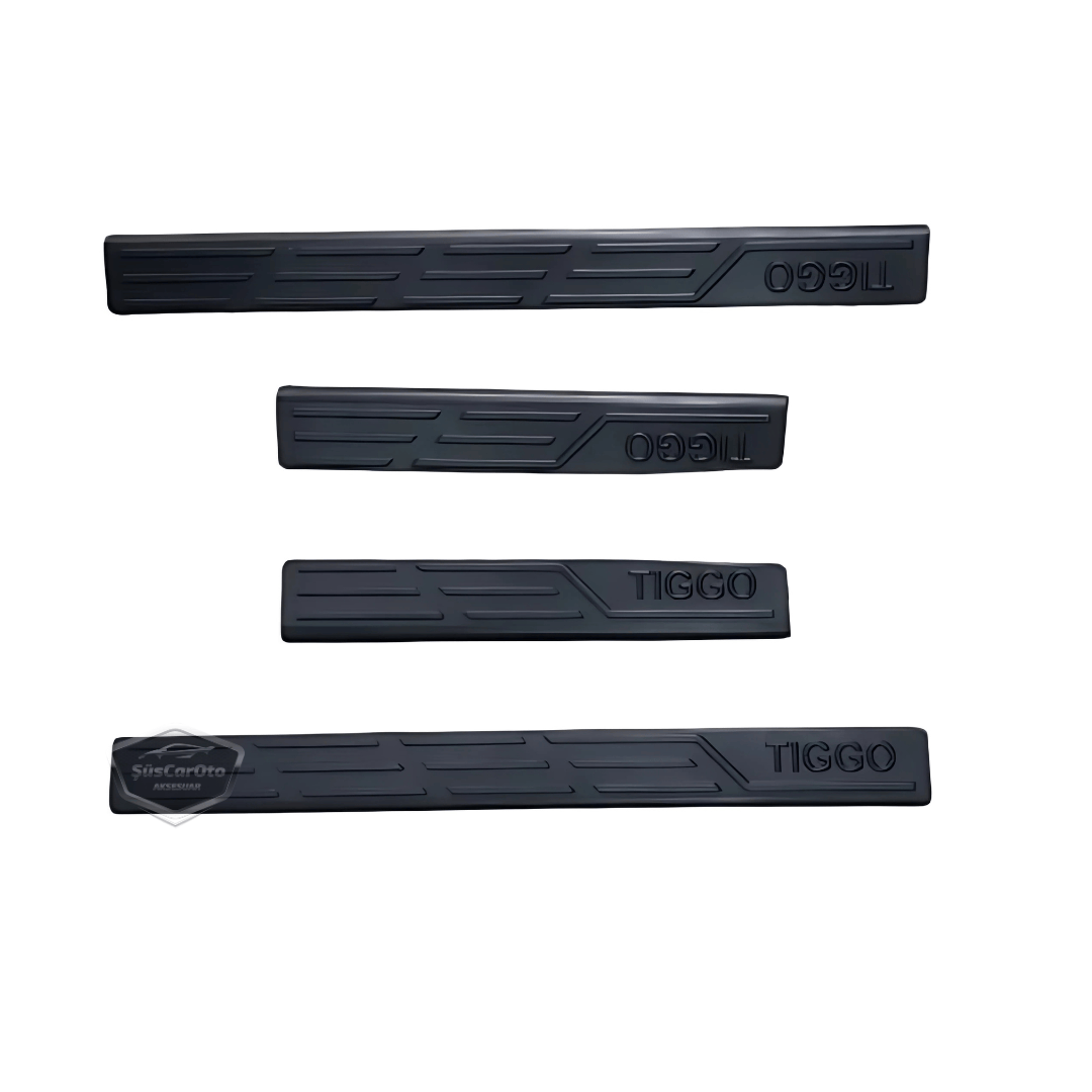 Chery Tiggo 7 Pro-Pro Max Juego de umbrales de puerta de plástico Protector de umbral de puerta de plástico Negro 4 Puertas