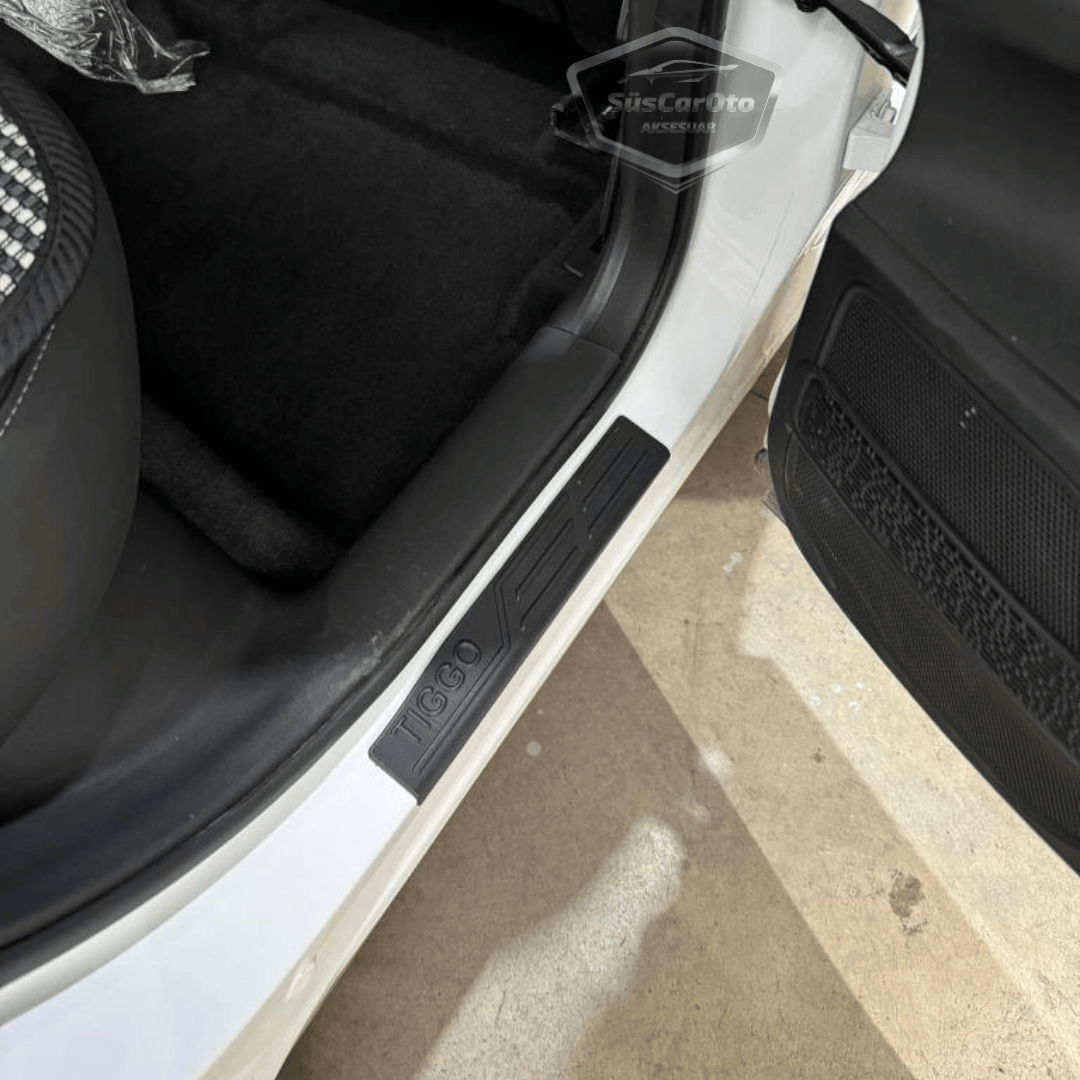 Chery Tiggo 7 Pro-Pro Max Juego de umbrales de puerta de plástico Protector de umbral de puerta de plástico Negro 4 Puertas