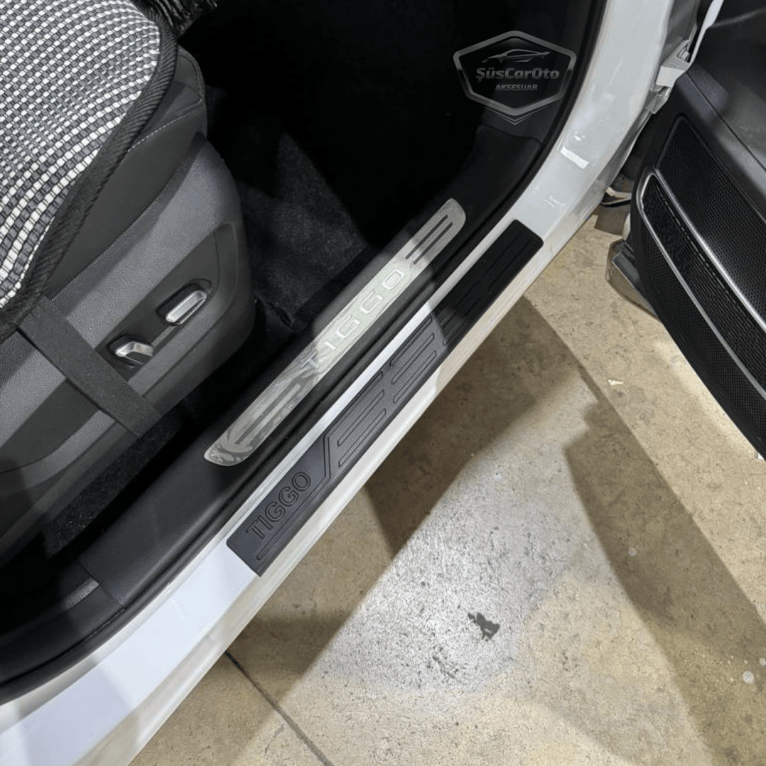 Chery Tiggo 8 Pro-Pro Max Juego de umbrales de puerta de plástico Protector de umbral de puerta de plástico Negro 4 puertas