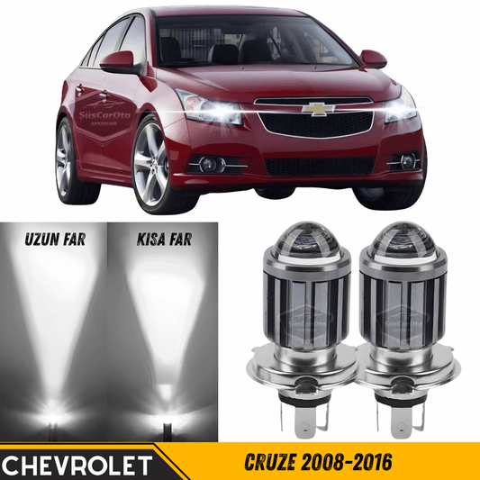 Chevrolet Cruze 2008-2016 Uyumlu Mercekli Far Ampulü Led Xenon Beyaz Renk Far Şimşek Etkili CSP Led Lamba Uzun Kısa 2 Adet Takım