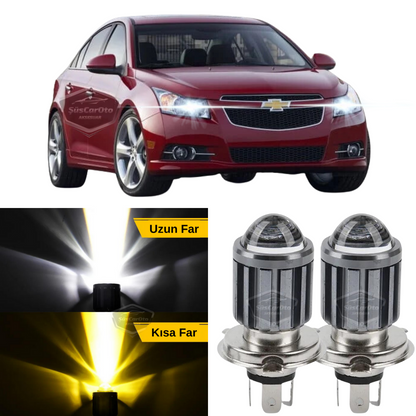 Bombilla LED de xenón de doble color amarillo-blanco con proyector para Chevrolet Cruze 2008-2016, efecto estroboscópico, luz larga y corta, 2 unidades.