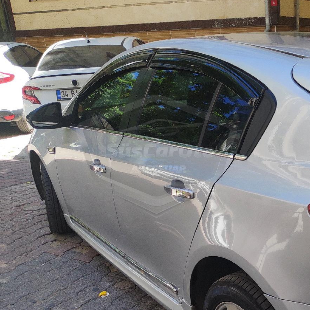 Set de deflectores de ventanilla Mugen Piano Black de 4 piezas compatible con Chevrolet Cruze, importado
