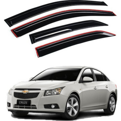 Set de deflectores de ventanilla Mugen Piano Black de 4 piezas compatible con Chevrolet Cruze, importado
