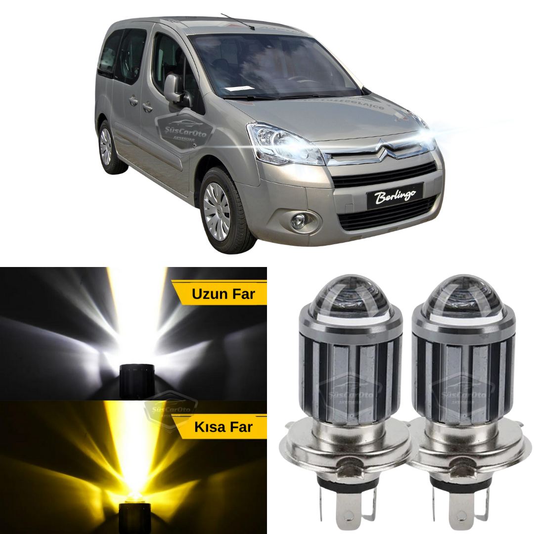 Citroen Berlingo Mk2 2009-2018 Compatible Lente Bombilla Faros Led Xenon Doble Color Amarillo-Blanco Faro Efecto Flash Lámpara CSP Led Larga Corta 2 Unidades Set