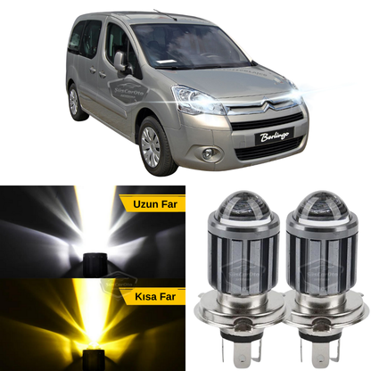 Citroen Berlingo Mk2 2009-2018 Compatible Lente Bombilla Faros Led Xenon Doble Color Amarillo-Blanco Faro Efecto Flash Lámpara CSP Led Larga Corta 2 Unidades Set