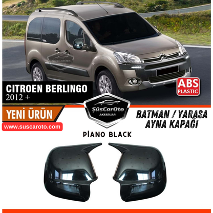 Citroen Berlingo Mk2 2012-2019 Compatible Cubierta de Espejo Batman Ala de Murciélago Piano Black Plástico ABS Juego Izquierda Derecha
