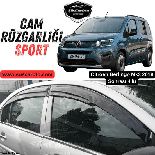 Juego de deflectores de viento Mugen para Citroen Berlingo Mk3 2019 en adelante, negro piano, 4 unidades, negro brillante importado