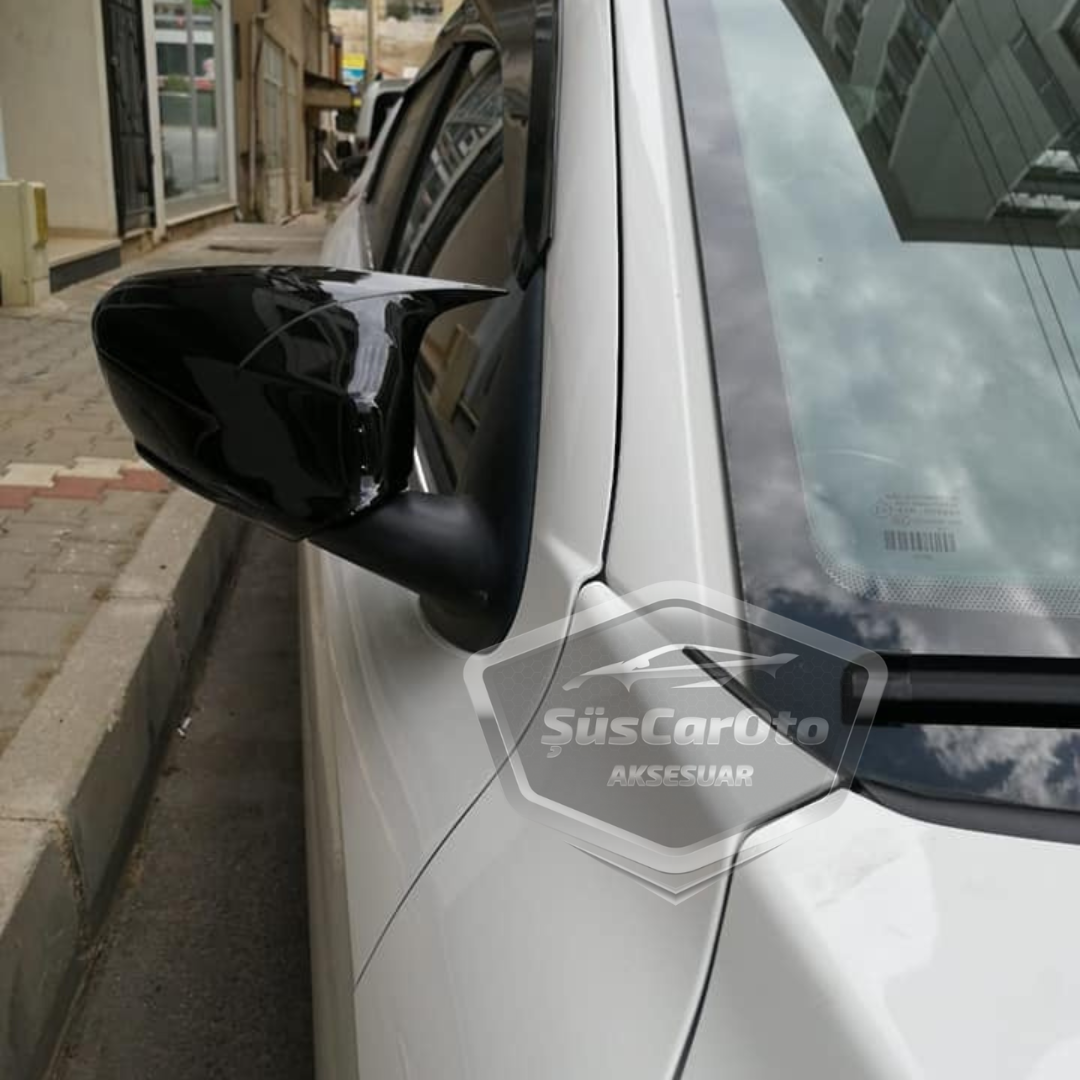 Citroen C Elysee 2012-2022 Cubierta de espejo Batman Murciélago Negro Piano Plástico ABS