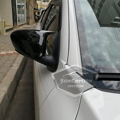 Citroen C Elysee 2012-2022 Cubierta de espejo Batman Murciélago Negro Piano Plástico ABS