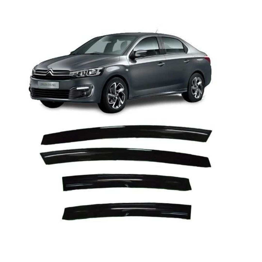Citroen C Elysee 2012-2022 Compatible Deflectores de Ventana Mugen Piano Black Set de 4 Importado