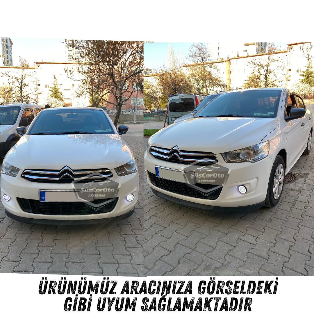 Faro Antiniebla Universal de Lente Bixenon Angel Eye Compatible con Citroen C Elysee 2012-2023, Impermeable, Metálico, 76 mm, Anillo Blanco, Luz Diurna Angel Eyes, 2 Unidades