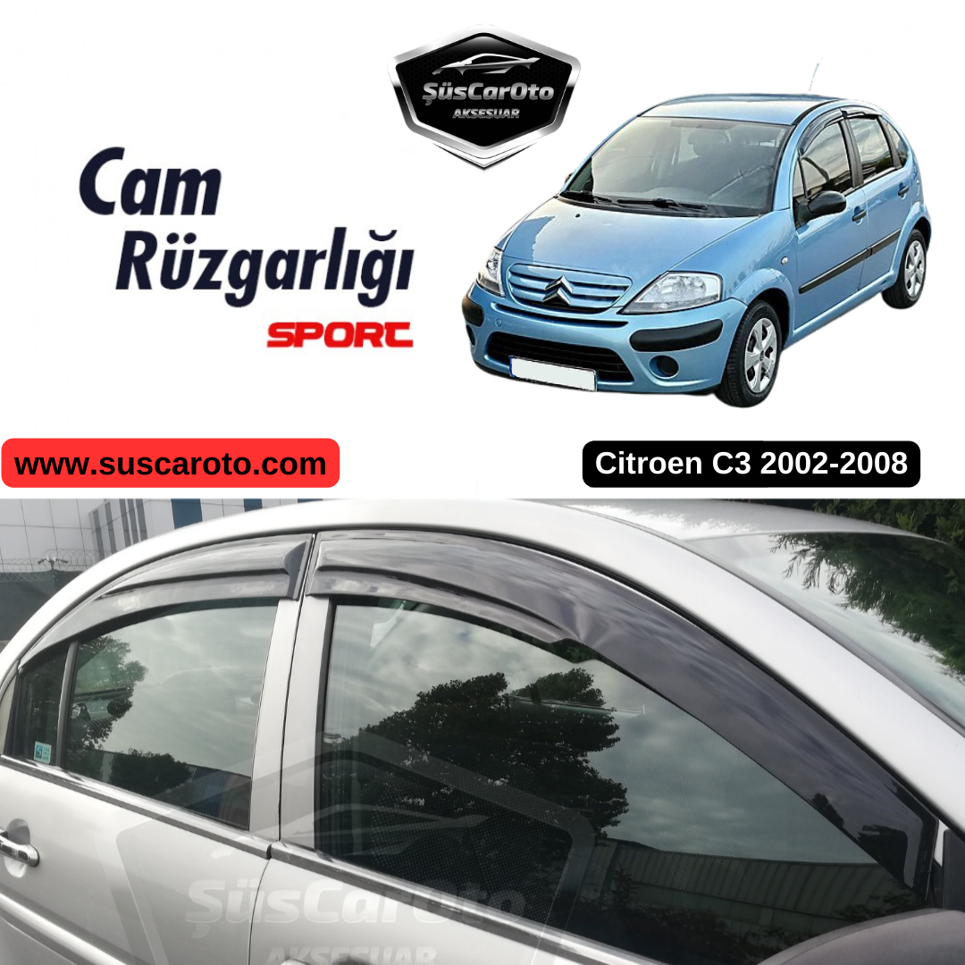 Citroen C3 2002-2008 Juego de deflectores de ventana Mugen Piano Black 4 piezas importado