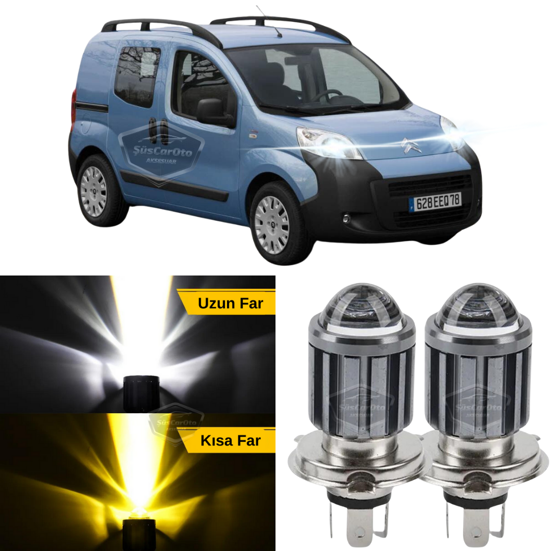 Bombilla de faro con lente compatible con Citroen Nemo 2008-2022 LED Xenón Doble Color Amarillo-Blanco Efecto estroboscópico Lámpara LED CSP Luz Larga Corta Juego de 2 unidades