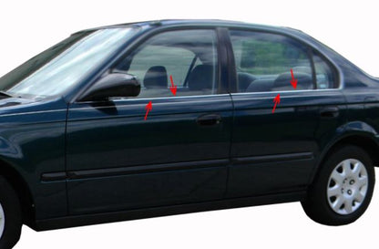 Honda Civic 2002-2006 Vtec2 embellecedores de ventana cromados 4 puertas 4 piezas Acero inoxidable