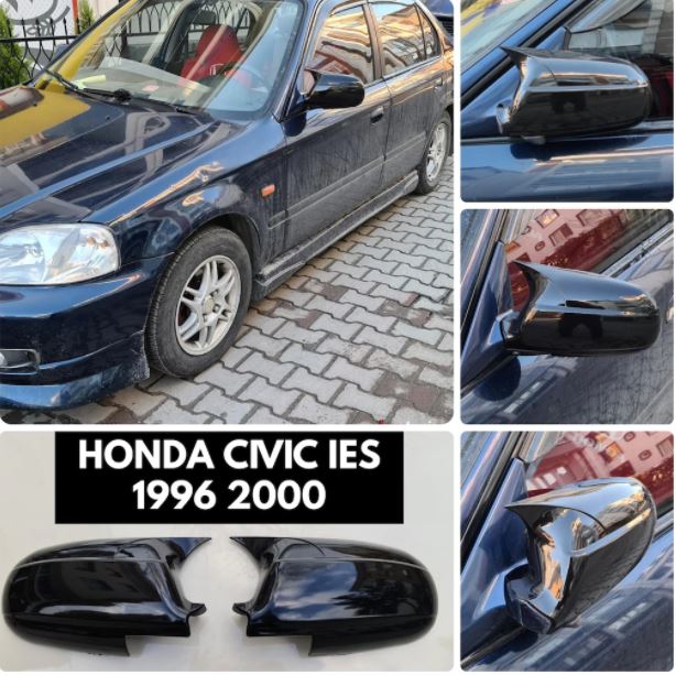 Honda Civic IES EK 1996-2000 Cubre Espejo Batman Ala Piano Negro Plástico ABS