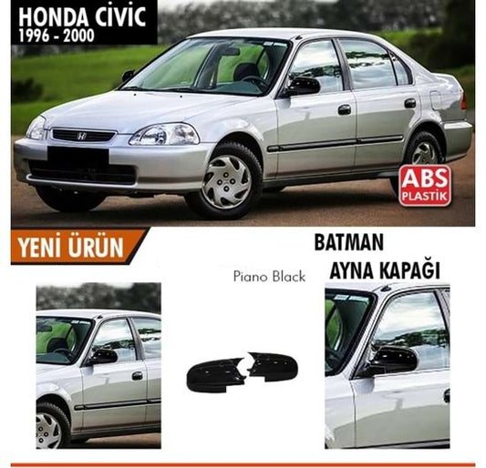 Honda Civic IES EK 1996-2000 Cubre Espejo Batman Ala Piano Negro Plástico ABS