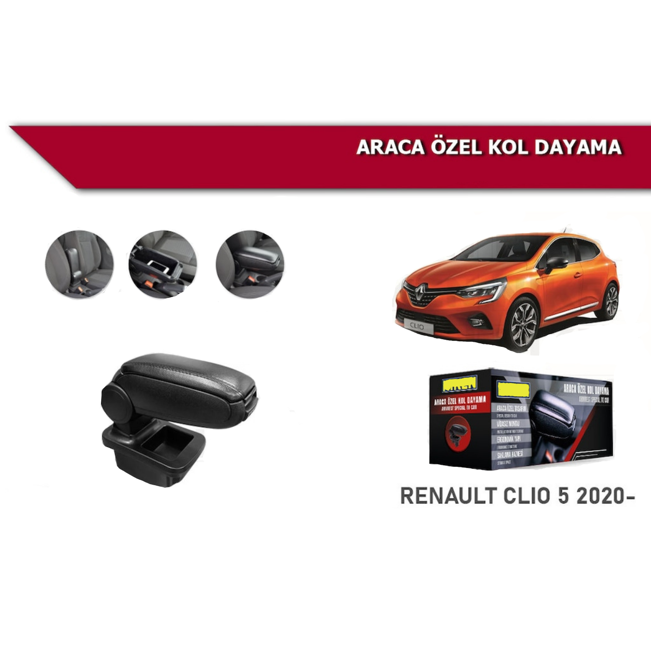 Reposabrazos a medida Renault Clio 5 posterior a 2020, negro, original, sin tornillos, Niken